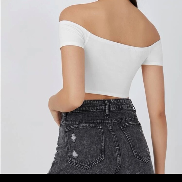 shein plain white off shoulder - Picture 2 of 6